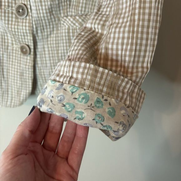 Cabi Plaid Jacket Blazer Tan Beige Textured Crinkle Style 346 Sz Medium - Picture 4 of 7